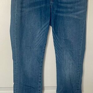 Skinny Blue Women's Jeans with Shark Bite Detail